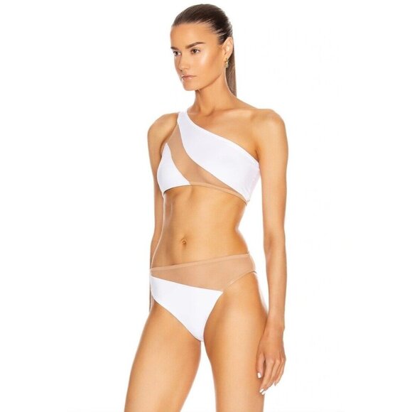 Norma Kamali Snake Mesh Bra Swimsuit White & Nude Mesh - Picture 3 of 5